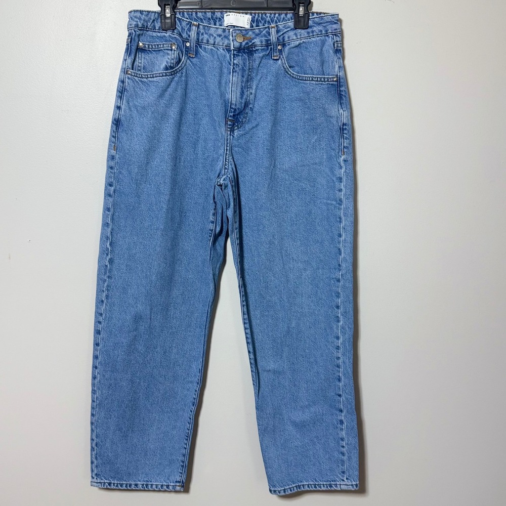 ASOS DESIGN High Rise Mom Jeans W33 L30 Medium Wash 100% Cotton Rigid Denim - Picture 2 of 5
